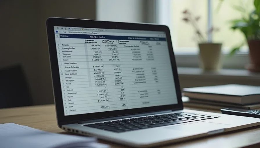Close-up of a spreadsheet calculating input tokens, output tokens, and total cost per workflow for an AI model