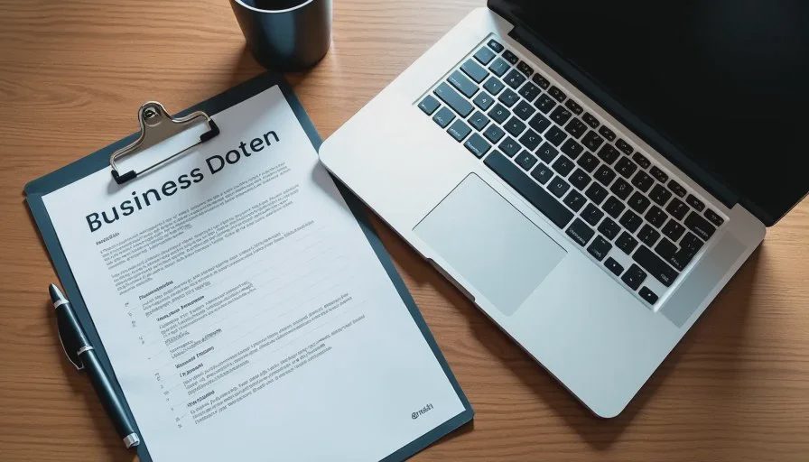 Printed long business document and matched summary prompt placed next to a laptop prepared for side-by-side testing